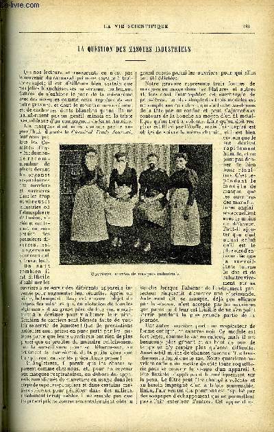 La vie scientifique n 23 - La question des masques industriels par C.Y., Docks et formes de Radoub par Flix Colomer, Un curieux exemple de photographie a travers les corps opaques par Max de Nansouty, La machine a crire Bar-Lock, Amorces et exploseurs