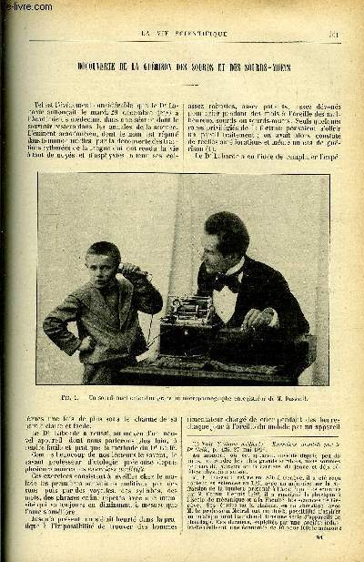 La vie scientifique n 81 - Dcouverte de la gurison des sourds et des souds-muets par Gaston Jougla, L'heure lgale franaise et le systme universel des fuseaux horaires, Pour les lthargiques par F. Caissial, L'enqute psychologique chez les amricain