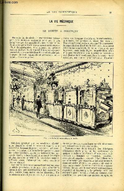 La vie scientifique n 93 - La vie mcanique - le buffet automatique par Gaston Jougla, Lettres de la campagne par Paul du Closeau, Exposition de Bruxelles le petit bleu par Henry de Valsainte, Distribution des lettres aux stations ou les trains