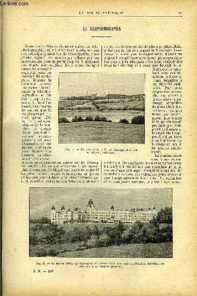 La vie scientifique n 200 - La tlphotographie par Albert Reyner, Braves gens ! par Max de Nansouty, La strilisation industrielle des eaux potables par l'ozone, La lutte contre le feu par Henry de Valsaintes, Dibos water glass par D. de Mailly