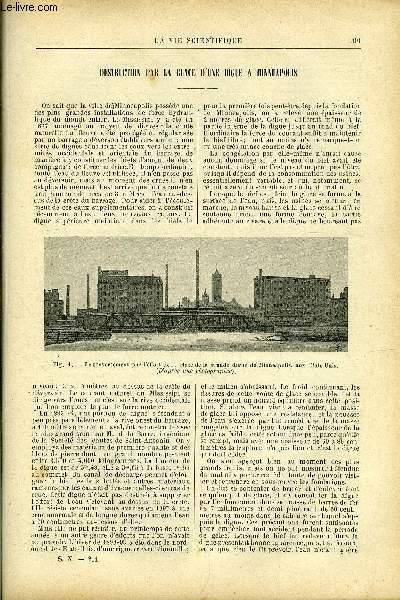 La vie scientifique n 211 - Destruction par la glace d'une digue a Minneapolis par P. Crpy, Un clou de l'exposition de 1900 par Max de Nansouty, Le monopole du tabac en France par Albert Vacquiers, Un barrage de rservoir en acier par Max de Nansouty