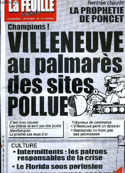 La feuille n 1139 - Chirac au balcon, Rentre chaude, la prophtie de Poncet, Tribunaux de commerce, Villeneuve a perdu le dossier Louret, Villeneuve au palmars des sites pollus, L'orchestre junior sacrifi, Intermittents du spectacle, les patrons