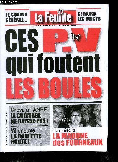 La feuille n 1276 - Ces PV qui foutent les boules, J'ai pris un pain bien fait pour mes pieds, Le chomage ne baisse pas, La roulette route, La Madone des fourneaux,