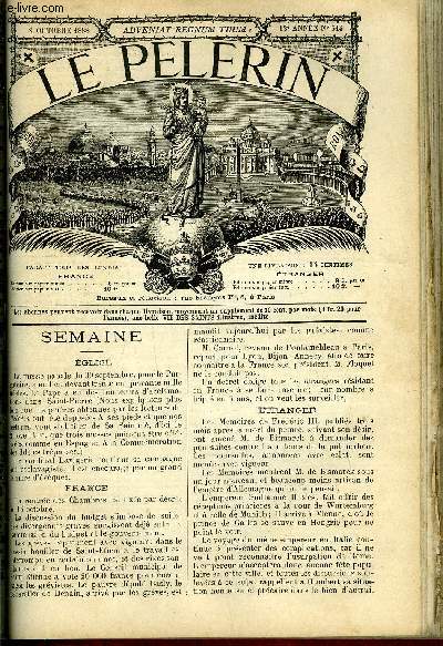 Le Plerin n 614 - Mois du Rosaire appliqu aux ames du purgatoire, Pourquoi la croix de Jrusalem a Boulogne, Le mal de Saint Franois, Au Bouganda, Echos du plerinage national a Lourdes, Le hros de la croix