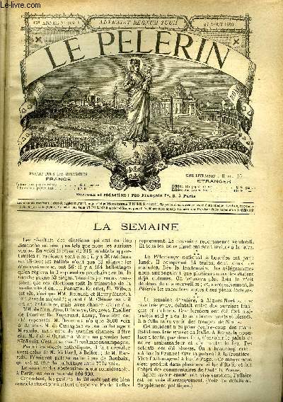 Le Plerin n 869 - Le Dr Charcot, Les gurisons de Lourdes, Saint Augustin, docteur de l'glise, Patacca, Fte perpetuelle de la folie