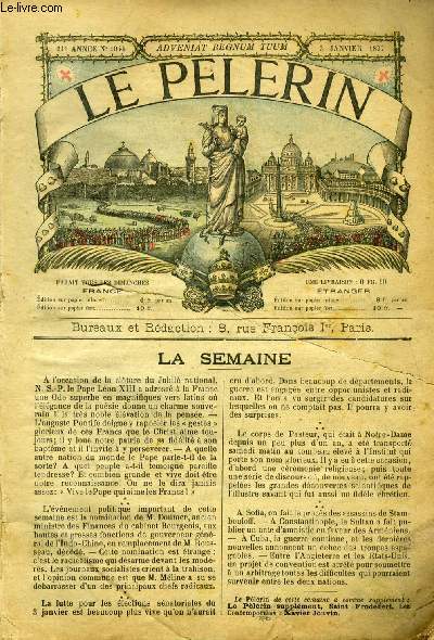 Le Plerin n 1044 - Le tabac, le musulman de Pontarlier, Jrusalem, Les trennes du pre Riboneau par M. du Coudert, L'oeil du bon Dieu par De Champavert, L'hippopotame et les mdecins
