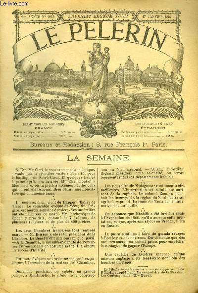 Le Plerin n 1046 - Les sauveurs, Rues en l'air, Le monde pris dans les lanternes, Sainte Agns, La peste fait fuir les indignes de Bombay, Nef de Notre Dame de Salut, La croix du menestrel par Jean du Meu, L'oeil du bon dieu (suite) par De Champavert