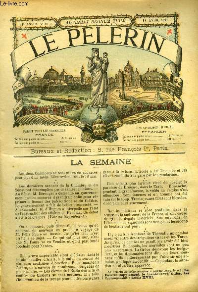 Le Plerin n 1059 - Victoire, Catastrophe de brousse, Nos caricatures, Nouvelles de Jrusalem, le bateau de Jourdain, La lgende de Sainte Solange, Comment fut fonde l'abbaye de Lehon (suite et fin), En route pour la dcouverte d'un nouvel idal