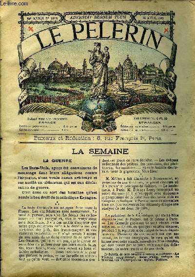 Le Plerin n 1112 - Guerre de Cuba, Derviches, La bataille d'Atbara, Pour deux sous par E. de C, Mgr Latieule, Le Bouvet