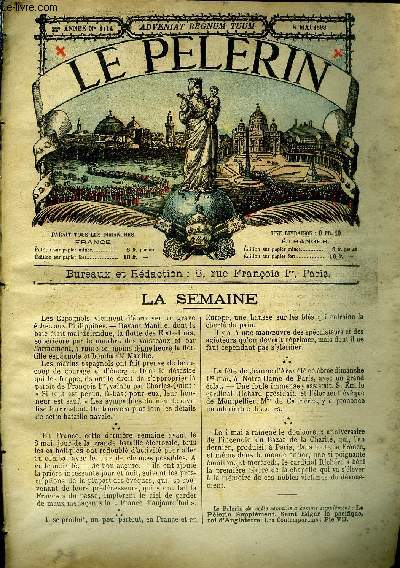 Le Plerin n 1114 - Nouvelles de Jrusalem, La guerre, A travers l'ile de Cuba, L'crivain et le sclrat, Un christ prodigieux a Rome, 4 mai par Jeanne l'Ouvrire, Le 8 mai, La ruse du cur de Plogoff, Le salon de peinture