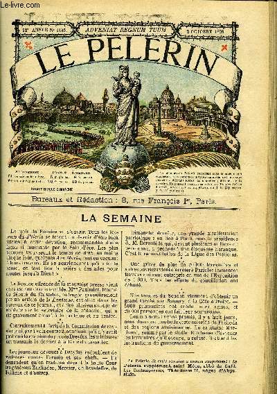 Le Plerin n 1135 - L'glise Saint Joachim a Rome, Trois messes, La nef du salut, L'enfant vol et la prire a l'ange Gabriel, Monument russe au Saint Gothard, Un parapluie qui porte bonheur (suite et fin) par le Cte de Cassaret, Fachoda