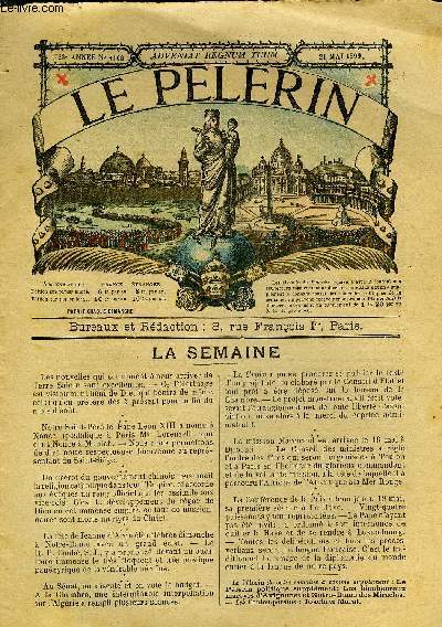 Le Plerin n 1168 - Lourdes, Mgr Lorenzelli, nonce apostolique a Paris, Portrait d'Aieule par Marc Levray