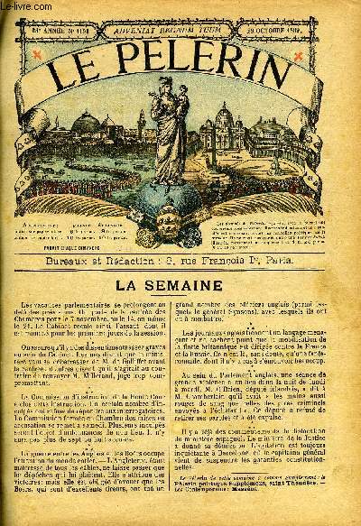 Le Plerin n 1191 - La croix du Dome, Mort a l'enseignement libre, Avant 1900, L'enseignement libre, Vue du thatre de la guerre, Histoire de Toussaint, Mgr Bulon