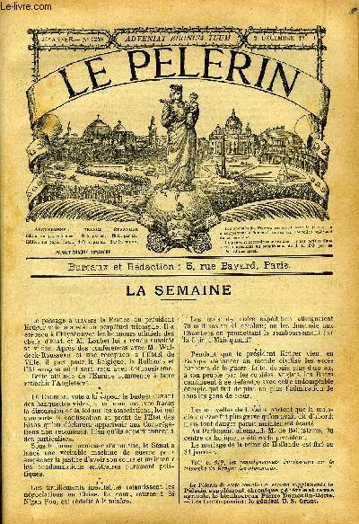 Le Plerin n 1248 - Kruger, Automobile du roi, Incendiaires et brigands, A l'hopital japonais, L'invasion du protestantisme anglais en Bretagne, Kruger des almanachs, Moine et dmon (suite) par Mary Grant, Le double crime de Polna