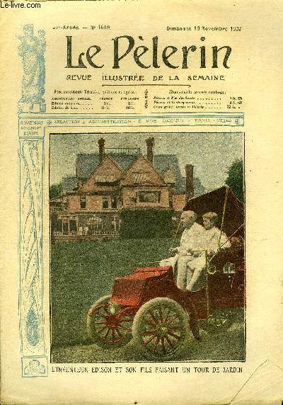 Le Plerin n 1610 - L'inventeur Edison et son fils faisant un tour de jardin, Bouchons de carafes, L'hritier des ducs de Sailles (suite) par M. Delly
