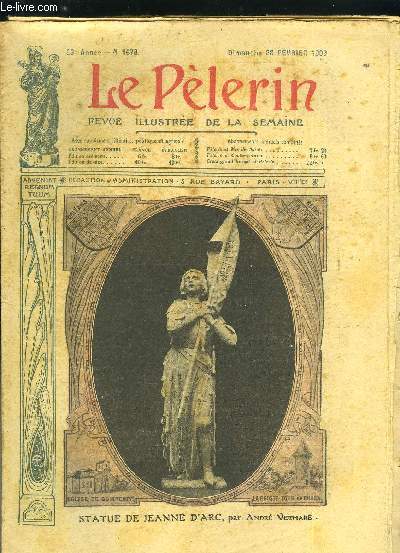 Le Plerin n 1678 - Statue de Jeanne d'Arc par Andr Vermare, Village en bois, Au Parlement d'Angleterre, Le marquis Costa, Un concours international de skis a Morez, Vieux costumes - maisons neuves, A l'cole laque, Un archevque exil, Monseigneur