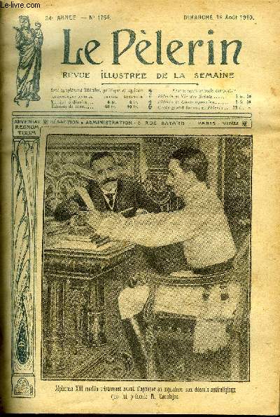 Le Plerin n 1754 - L'Assomption, La lutte religieuse en Espagne, Clocher en marche, La Madone des petits ramoneurs par E. Boulay, La conqute de l'air, Les chaussettes du bleu, Petites toile (suite) par Henry Franz