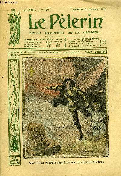 Le Plerin n 1878 - Saint Michel conduit la nouvelle anne vers la Croix et vers Rome, L'anne qui vient, La grappe de raisin par Emile Thomas, Le sommeil de Jsus, Simple histoire a l'hopital, Le Pre Nol chez les Anglais, La jeunesse pour la patrie