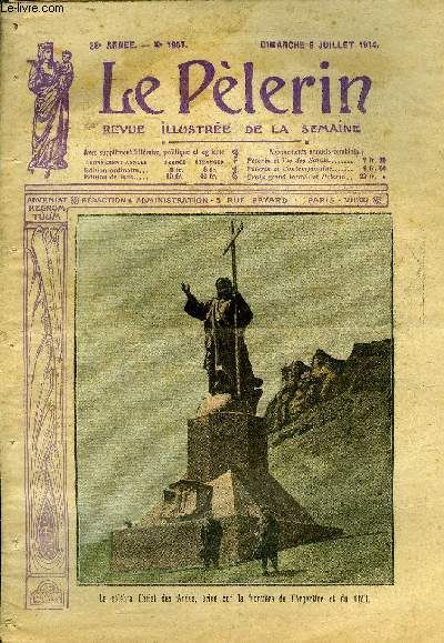 Le Plerin n 1957 - Le clbre Christ des Andes, rig sur la frontire de l'Argentine et du Chili, En Serbie, L'meute aux Postes, Un prtre guri a Lourdes selon la prdiction de S.S. Pie X, La journe d'un trappiste, La tour vive (suite) par Georges