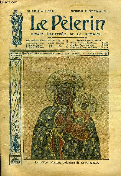 Le Plerin n 1968 - La clbre Madone polonaise de Czenstochow, La premire classe en franais dans l'Alsace reconquise, Le calvaire des Alsaciens-Lorrains dans l'arme allemande, Notre Dame de Brebires a Albert, Mort de S. Em. le cardinal Dubillard