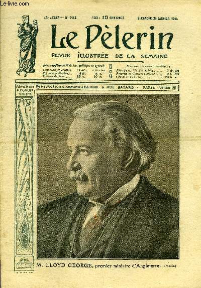 Le Plerin n 2183 - M. Lloyd George, premier ministre d'Angleterre, La confession du Juif, La confrence de la paix, Les dlgus franais, L'emperuer du Sahara est mort, Autour d'un clocher par Jean Guy, La griffe (suite) par Abel Sibrs
