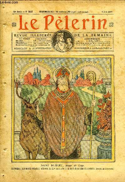 Le Plerin n 2619 - Saint Hubert, vque de Lige, La rage, Saint Boniface, fte le 5 juin, Le XIIe centenaire de saint Hubert, Le vainqueur de l'Atlantique, La dsinsectisation des volailles, Sac a linge, Les aventures du chevalier de Barbe-Torte n4