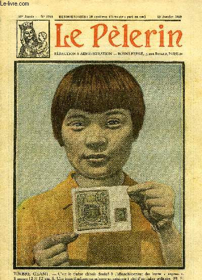 Le Plerin n 2704 - Timbre gant, c'est le timbre chinois destin a l'affranchissement des lettres express, il mesure 12x15 cm 5, une jeune tudiante en prsente un spcimen a cot d'un timbre ordinaire, La consigne en 1929, La prire a la Vierge