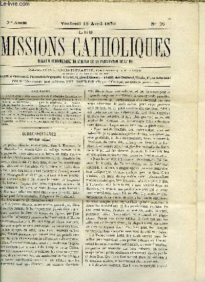 Les missions catholiques n 95 - Hou-nan, Lettre du P. Stanislas Lo, prtre indigne, Guyane franaise, Les sauvages de l'Oyapock et du Maroni, Nottingham, Besoins du diocse, Bulgarie, Progrs du catholicisme, Aden, Les catholiques de Djebba, Kiang-nan