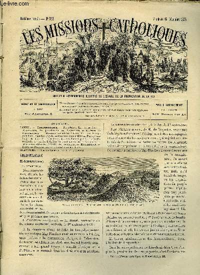 Les missions catholiques n 393 - Su-tchuen, La perscution, Kiang-nan, La perscution, Essai sur l'histoire religieuse de la Tunisie par E. de Sainte Marie, L'infanticide en Chine, Les tombeaux en Chine (4 gravures)