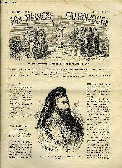 Les missions catholiques n 424 - Constantinople, La guerre, Le synode armnien, Pondichry, le cholra et la famine, L'glise catholique grecque melchite, La Sngambie (suite), Mgr Jussef, patriarche grec melchite, Mgr Wilmer, vque de Harlem