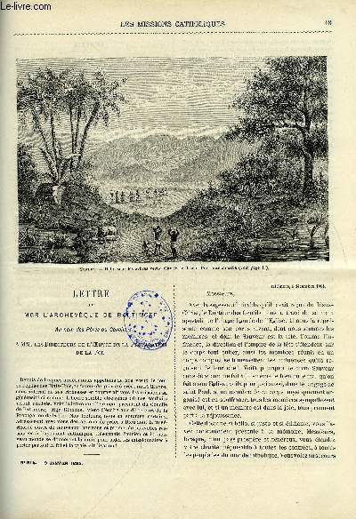 Les missions catholiques n 814 - Lettre de Mgr l'archevque de Baltimore, Armnie, lettre de M. Bahaban, Voyage dans le Yoruba des RR. PP. Chausse et Holley, La question religieuse au Japon
