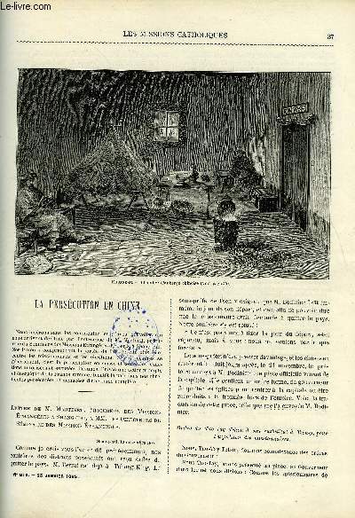 Les missions catholiques n 816 - La perscution en Chine, lettre de M. Martinet, La perscution au Tong-King, Voyage dans le Yoruba des RR. PP. Chausse et Holley