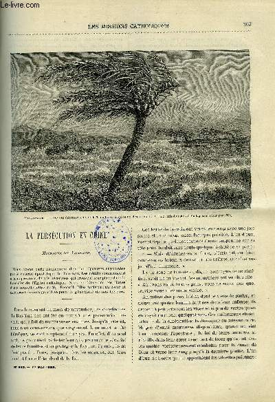 Les missions catholiques n 830 - La perscution en Chine, massacres au Yun-nan, Msopotamie, lettre de Dom Jacques Farage, Le naufrage de l'Oise dans la rade de Tamatave, Le Nyanza par Mgr Livinhac, Le premier missionnaire du Japon au XIXe sicle