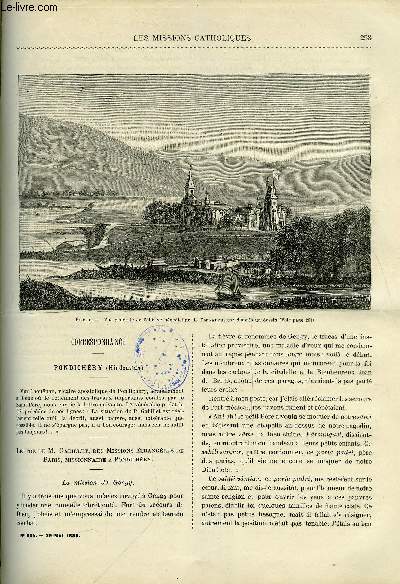 Les missions catholiques n 834 - Pondichry, lettre de M. Gabillet, Le premier missionnaire du Japon au XIXe sicle par Mgr Fourcade, Les prisonniers Hovas, Causerie sur l'Ecosse