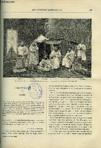 Les missions catholiques n 835 - Core, lettre de Mgr Blanc, Continuation de la perscution au Tong-king, lettre de Mgr Puginier, Une excursion dans la terre de Gessen par le R.P. Jullien, Le Tanganyka par Mgr Charbonnier
