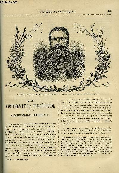 Les missions catholiques n 852 - Les victimes de la perscution dans la Cochinchine orientale, Cimbbasie, Mlansie & micronsie, lettre du R.P. Henri Verius, Les missionnaires prisonniers du Mahdi, Ncrologie, M. Pinabel