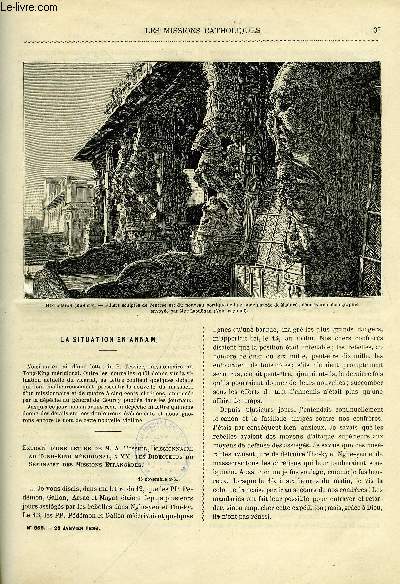 Les missions catholiques n 868 - La situation en Annam, Cochinchine orientale, Une vue d'ensemble sur l'insurrection des mtis et des sauvages du nord-ouest, Pagodes ou temples brahmaniques par Mgr Laouenan, Retour des missionnaires de canton