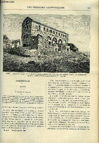 Les missions catholiques n 1216 - Syrie, L'attentat de Tripoli, Oubanghi, la nouvelle glise de Brazzaville, Au Kilima-Ndjaro par Mgr Alexandre Le Roy, Voyagedans la Syrie septentrionale par le R.P. Jullien