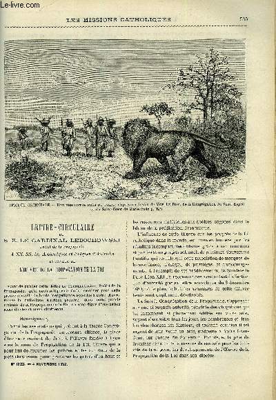Les missions catholiques n 1222 - Lettre circulaire de S. E. le cardinal Ledochowski en faveur de l'oeuvre de la propagation de la foi, Rome, audience pontificale accorde a Mgr Vrius, Au Kilima-Ndjaro par Mdr Alexandre Le Roy