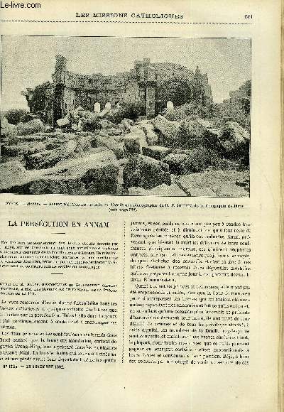 Les missions catholiques n 1225 - La perscution en Annam, Etat libre d'orange, les missions du Basutoland, Au Kilima-Ndjaro par Mgr Alexandre Le Roy, Voyage dans la Syrie septentrionale par le R.P. Jullien