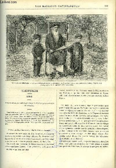 Les missions catholiques n 1260 - Syrie, progrs de la foi catholique dans le diocse grec-melchite de Panas, Une tourne pastorale au Tonkin par M. Robert, Dsir Cambier, un missionnaire a l'cole normale par M. Charaux