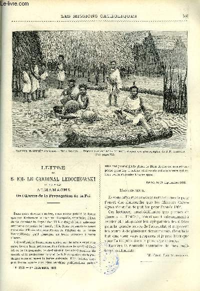 Les missions catholiques n 1278 - Lettre de S. Em. le cardinal Ledochowski au sujet des almanachs de l'oeuvre de la propagation de la foi, Tonkin occidental, inondations au Tonkin, Mon journal de bord de St Nazaire au Callao, Voyage a Port Lon, La lutte
