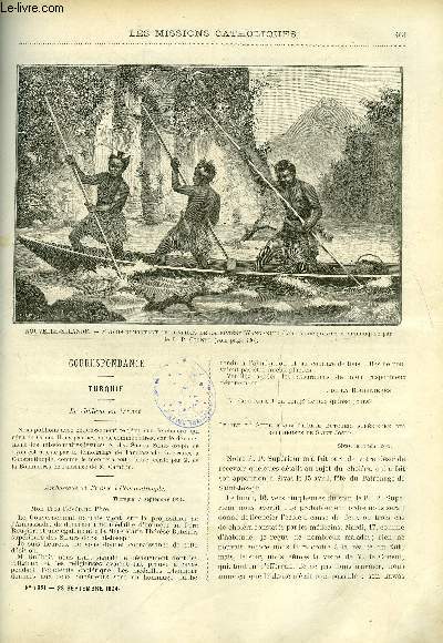 Les missions catholiques n 1321 - Turquie, le cholra en Orient, L'oeuvre de la propagation de la foi a l'exposition, Rcits maoris, Premire visite piscopale dans les rgions non visites du Diocse de Lahore, Les missionnaires franais a Siam