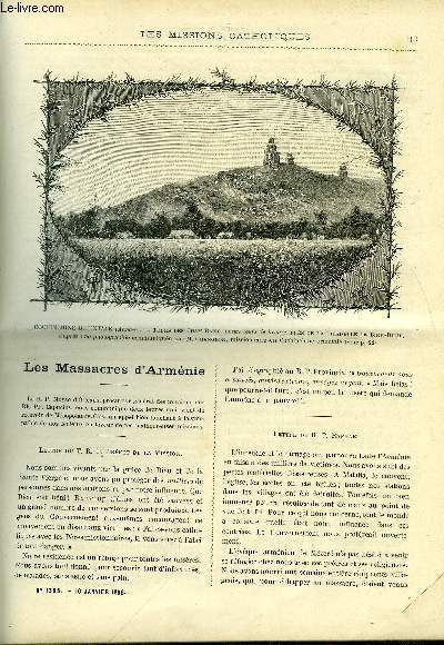 Les missions catholiques n 1388 - Les massacres d'Armnie, Saskatchewan, besoin de ce vicariat apostolique, Tch-kiang, l'hopital de Saint Joseph, Dans les rivires de Monda par le R.P. Trilles, Un peuple mourant dans l'Annam par Damine Grangeon