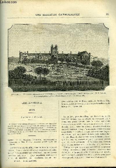 Les missions catholiques n 1417 - Perse, inondation a Ourmiah, Fidji, conversion de dix mille paens, Senda, la capitale du japon nord par M. Ribaud, A Sydney par le R.P. Vandel, Les rminiscences d'un missionnaire du Basutoland par le R.P. Porte