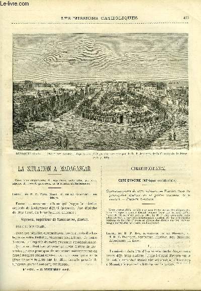 Les missions catholiques n 1424 - La situation a Madagascar, Cote d'Ivoire, commencements de cette mission, Quelques souvenirs chrtien de Beyrouth par le R.P. Michel Jullian, Journal d'un voyage dans le district Athabaska par Mgr E. Grouard