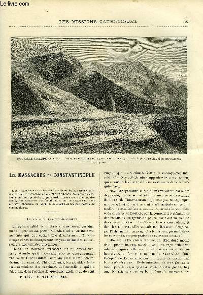 Les missions catholiques n 1425 - Les massacres de Constantinople, Notre Dame de Lourdes aux Indes par M. Baulez, Journal d'un voyage dans le district Athabaska par Mgr E. Grouard, Quelques souvenirs chrtiens de Beyrouth par le R.P. Michel Jullian