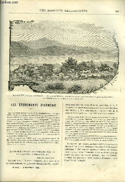 Les missions catholiques n 1431 - Les venements d'Armnie, L'ile du dmon et l'ile du bon Dieu par Mgr Reynaud, La mission du bas zambze de 1890 a 1895 par le R.P.J. Merleau, Un chapitre des birmans karins par J.B. Bringaud