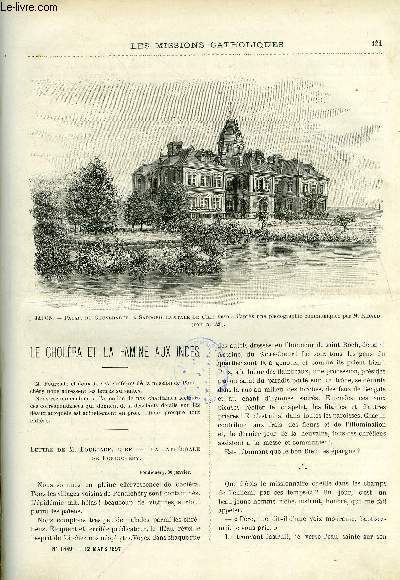 Les missions catholiques n 1449 - Le cholra et la famine aux Indes, Les pygmes par Mgr Le Roy, Un t au japon boral par Michel Ribaud, Souvenirs au Tonkin catholique par Adrien Launay