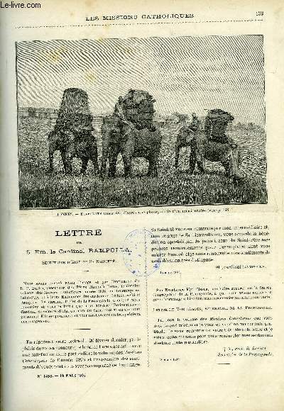 Les missions catholiques n 1450 - Lettre de S. Em. le cardinal Rampolla, Nouvelle Pomranie, progrs de la foi, Les pygmes par Mgr Le Roy, Un t au japon boral par Michel Ribaud, Souvenirs du tonkin catholique par Adrien Launay